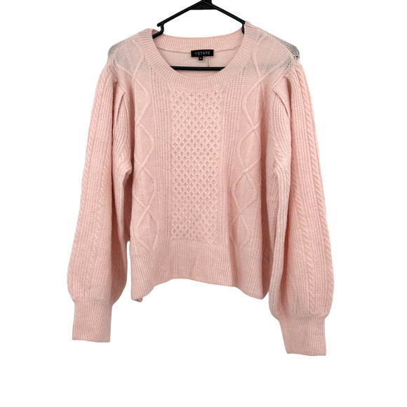 1.State size XL light pink pullover knit sweater cable knit - Picture 1 of 5